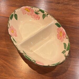 VINTAGE Franciscan Desert Rose Divided Serving Dish Pink Floral Cottagecore USA